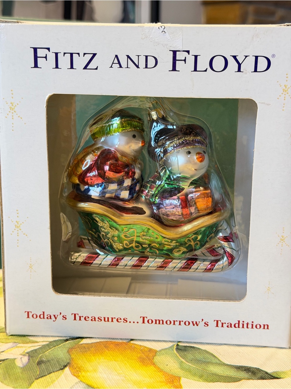 Fitz and Floyd Kids' Holiday Snowman Sleigh Figurine - mercury glass